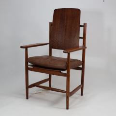 A Scandinavian Style Designer Solid Oak Armchair with a Laminated Back Seat - 4182564