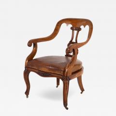 A Sculptural Carved Open Arm Lyre Back Armchair English Circa 1850  - 3241236