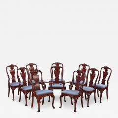 A Set of 10 Queen Anne Style Mahogany Dining Chairs by Councill c 1985  - 4319026