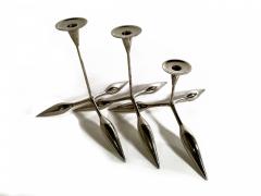A Set of 3 Italian Modern Chrome Candle Sticks - 4197579