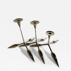 A Set of 3 Italian Modern Chrome Candle Sticks - 4247507