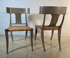 A Set of 4 Swedish Neoclassic Grey Painted and Rush Seat Klismos Chairs - 4644595