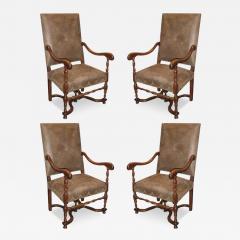 A Set of Four 18th Century French Baroque Walnut Fauteuils Armchairs - 3561086