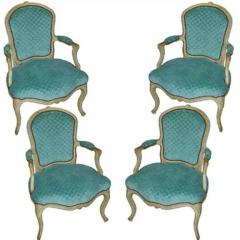A Set of Four 18th Century Polychrome Louis XV Armchairs - 3353644