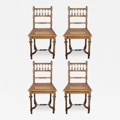 A Set of Four 19th Century English Turned Elmwood Slat Back Chair - 3561055