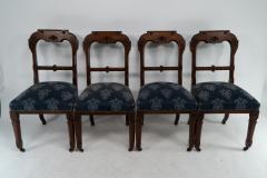 A Set of Four Aesthetic Movement Oak Dining Chairs with Carved Decoration - 4192479