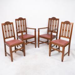 A Set of Four Arts Crafts Dining Chairs with Nicely Carved Floral Decoration - 4192486