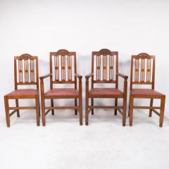 A Set of Four Arts Crafts Dining Chairs with Nicely Carved Floral Decoration - 4192487
