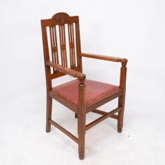 A Set of Four Arts Crafts Dining Chairs with Nicely Carved Floral Decoration - 4192488