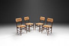 A Set of Four Dining Chairs with Woven Straw Seats and Backs Europe ca 1950s - 3458582
