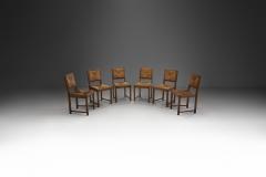 A Set of Six Oak and Rush Dining Chairs France 1950s - 3103555
