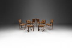 A Set of Six Oak and Rush Dining Chairs France 1950s - 3103556