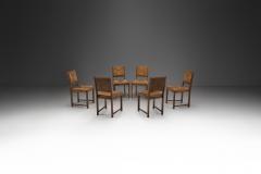 A Set of Six Oak and Rush Dining Chairs France 1950s - 3103557