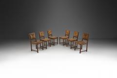 A Set of Six Oak and Rush Dining Chairs France 1950s - 3103558