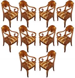 A Set of Ten 19th Century Russian Empire Mahogany and Parcel Gilt Armchairs - 3353670