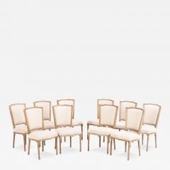 A Set of Ten Modern Louis XVI Style Cerused Wood Dining Chairs  - 4602312