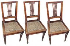 A Set of Three 19th Century Italian Louis XVI Walnut Side Chairs - 3353773