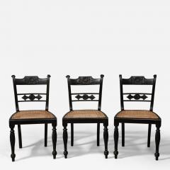 A Set of Three Ceylonese Solid Ebony Dining Chairs - 3163283