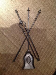 A Set of Three William IV Gunmetal Steel Fire Tools - 3855714