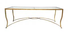 A Shapely Italian 1960s Gilt iron Rectangular Coffee Table with Glass Top - 3485829