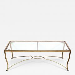 A Shapely Italian 1960s Gilt iron Rectangular Coffee Table with Glass Top - 3487608