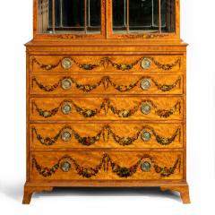 A Sheraton period West Indian satinwood secretaire bookcase - 2242004