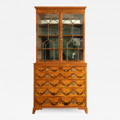 A Sheraton period West Indian satinwood secretaire bookcase - 2244641