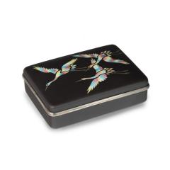 A Showa period cloisonn box with three cranes Ando Company  - 3576154