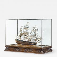 A Silver And Wood Model of HMS Victory by H Wylie - 1226739