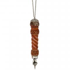 A Silver Mounted Carved Wood Torah Pointer Yad  - 4812717