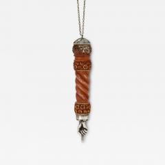 A Silver Mounted Carved Wood Torah Pointer Yad  - 4812723