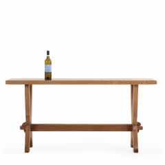 A Small French Solid Oak Trestle Table C 1950  - 4497614