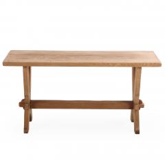 A Small French Solid Oak Trestle Table C 1950  - 4497615