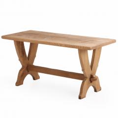 A Small French Solid Oak Trestle Table C 1950  - 4497616