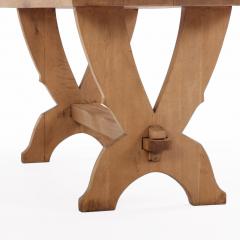 A Small French Solid Oak Trestle Table C 1950  - 4497619