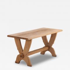 A Small French Solid Oak Trestle Table C 1950  - 4498834