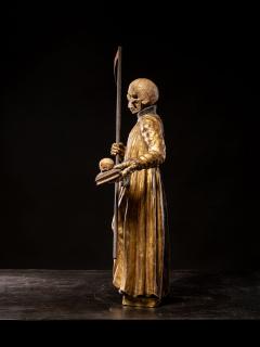 A South German polychromed and gilt wood figure of a Monastic Poor Soul  - 4511968