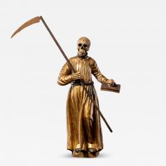 A South German polychromed and gilt wood figure of a Monastic Poor Soul  - 4512144