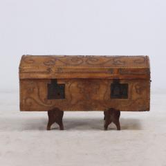 A Spanish studded leather domed trunk C 1870  - 4016428