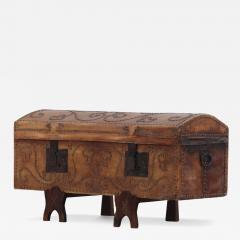 A Spanish studded leather domed trunk C 1870  - 4016750