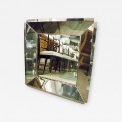 A Square Wall Mirror with a Wide Beveled Chromed Metal Frame - 256973