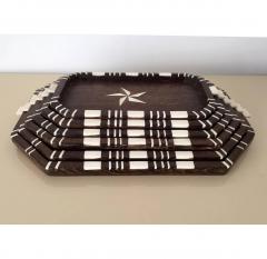 A Stack of Six Antique Wood Trays with Bone Inlays - 72881