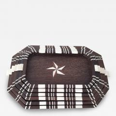 A Stack of Six Antique Wood Trays with Bone Inlays - 73448