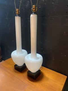 A Statuesque pair of Cased Glass Murano table lamps on Black Walnut bases - 4489016