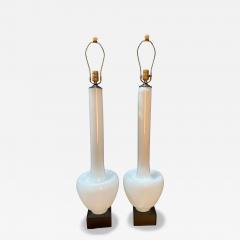 A Statuesque pair of Cased Glass Murano table lamps on Black Walnut bases - 4490875