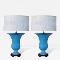 A Striking Pair of French Art Deco Turquoise Urns Now Lamps - 404714