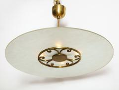 A Swedish Grace Frosted Glass and Brass Pendant Circa 1930s - 934109