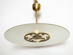 A Swedish Grace Frosted Glass and Brass Pendant Circa 1930s - 934112