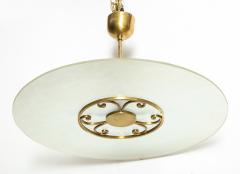 A Swedish Grace Frosted Glass and Brass Pendant Circa 1930s - 934114