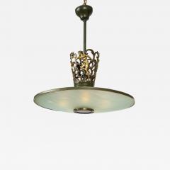 A Swedish Grace Patinated Bronze and Frosted Glass Chandelier Circa 1920s - 779620